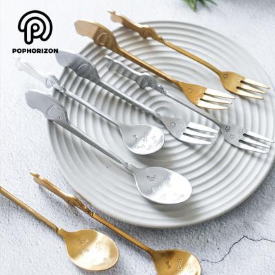 China New Arrival Animal Viable Pophorizon Fork Spoon Teaspoon Ice Cream Spoon for sale