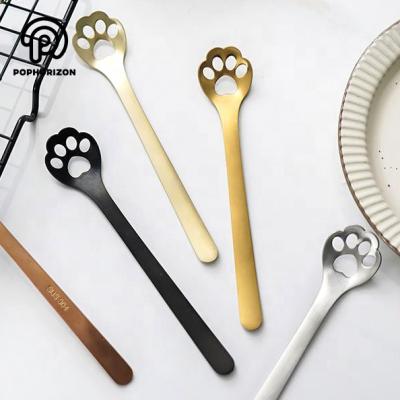 China Viable Pophorizon Cat Claw Coffee Spoon Ice Cream Spoon Stainless Steel Stirrer for sale