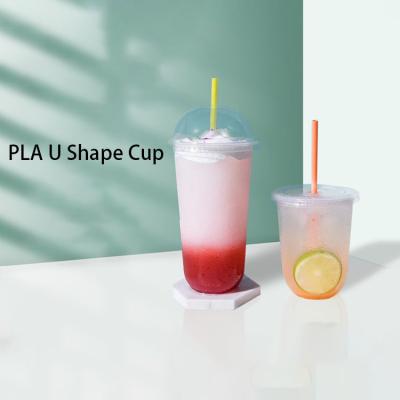 China Disposable Eco Friendly Wholesale Biodegradable Compostable U Shape Cold Drink Cup clear PLA Disposable Plastic Cups for sale