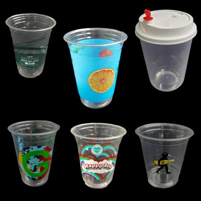 China Eco-Friendly Custom PP Frosted reusable bubble tea Clear smoothie Juice milk tea Plastic PLA Cups with lids for sale