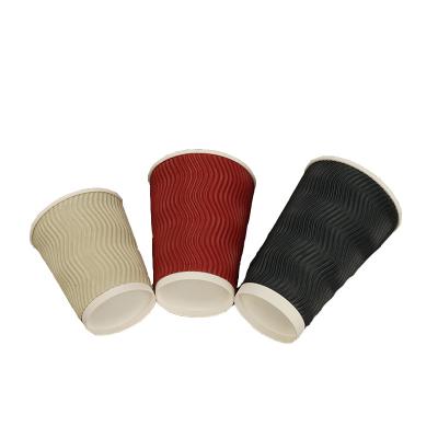 China Bio-degradable Custom  8OZ Ripple Wall Logo Printed Disposable Paper Coffee Cups for sale