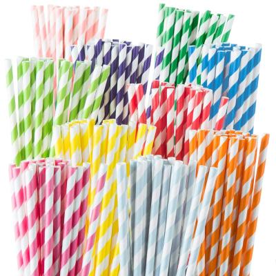 China Paper Custom Size Biodegradable Boba Tea Paper Spoon Straw Natural Striped Paper Straws Colourful 225pcs Unicorn Theme 25pcs for sale