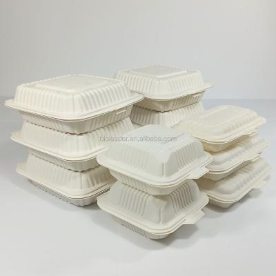 China Disposable Eco-friendly Biodegradable Disposable lunch hot box cornstarch takeaway clamshell OEM factory biodegradable cornstarch food container for sale