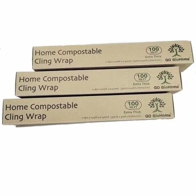 China Compostable PLA compostable cling wrap 100% biodegradable food wrap PBAT cling wrap for sale