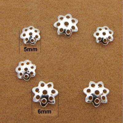 China High Quality S925 Sterling Silver Hollow Receptacle Spacer Bead Caps For Jewelry Accessories 5mm for sale