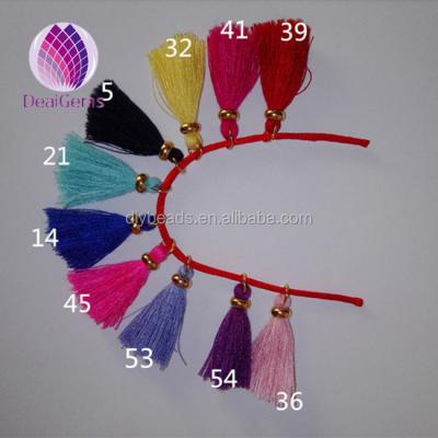 China Mini Mobile Phone Cotton Tassel Tassel Fringe Necklace with Gold Charm for sale