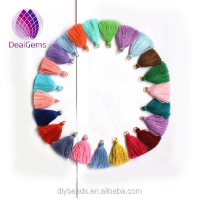 China Cotton Mixed Color Mini Cotton Tassel With Alloy Ring For Jewelry for sale