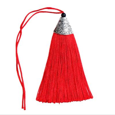 China Mobile Phone Colorful Rayon Silk Tassel With Beautiful Silver Cap For Tassel Bags Jewelry for sale