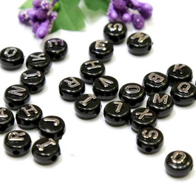 China Fashionable Jewelry Grades 6*10mm Convex Alphabet Letter Beads Acrylic Beads For Leather Rope for sale