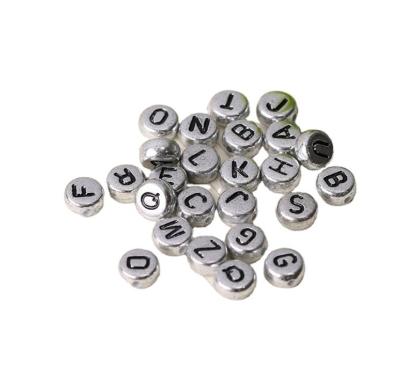 China Wholesale 4x7mm Silver Gold Acrylic Flat Around Acrylic Letter Alphabet Beads For DIY Jewelry for sale