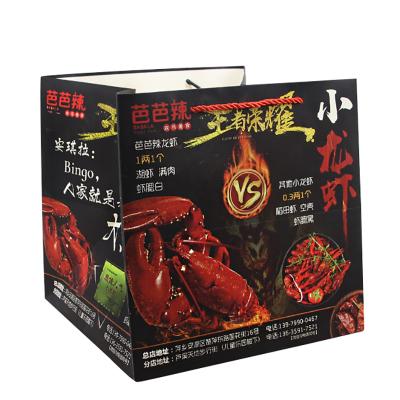 China Recycled Materials Spot Fried Chicken Takeout Portable Lunch Box Portable Color Draw Bag Crawfish Paper Bag for sale