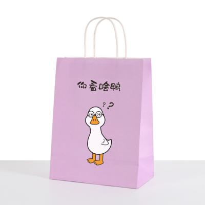 China Recyclable Cheap Recycled Custom Logo Printed Grocery Shopping Packaging Gift Wrapping Paper Bag With Handles for sale