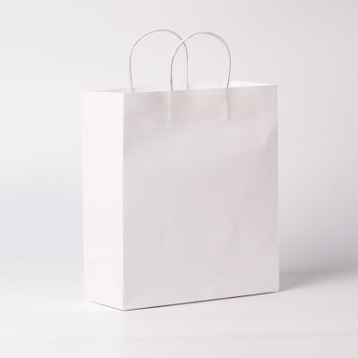 China Sturdy, Universal, Comfortable White Recycled Materials, Paper Tote Bags For Always Giving, Retail, Wedding, Grocery for sale