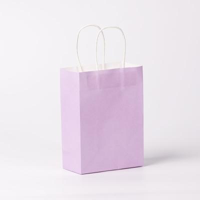 China Recyclable Custom Portable Light Purple White Cowhide Printing Bags Thin Paper Jewelry Clothing Kraft Paper Printing Bag for sale