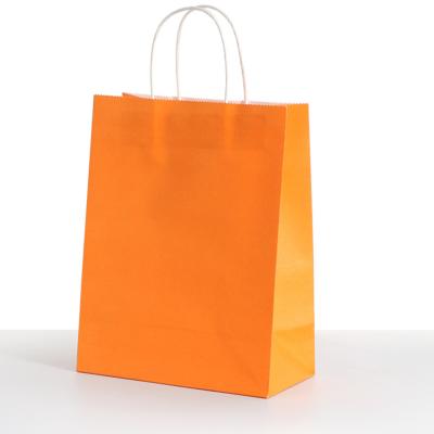 China Orange Stain Recyclable Paper Bag Kraft Paper Packaging Bag Custom For Packing Takeaway Gift Packagingclothing Store for sale