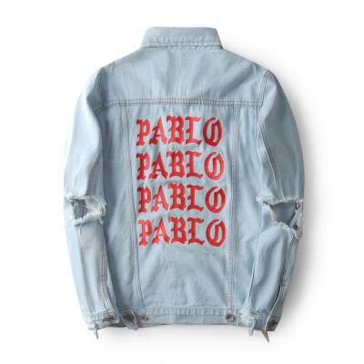 China 2017 viable newest TOP PABLO Denim Coats hiphop oversized jacket broke for sale