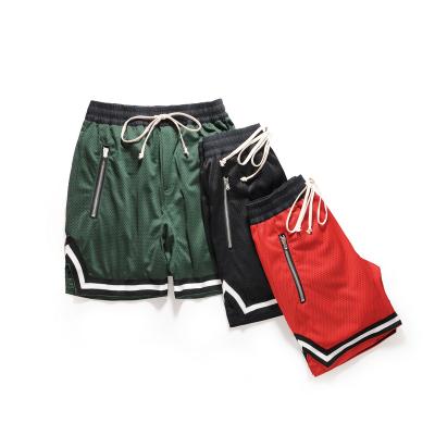 China Sustainable Mens Custom Design Striped Mesh Basketball Shorts for sale