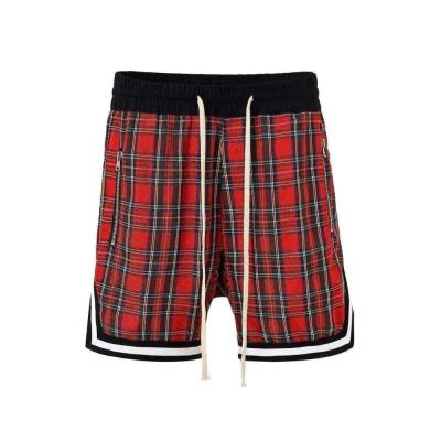 China Viable Mens Plaid Plaid Shorts Streetwear Oversized Mesh Inside Drop Crotch Shorts Mens Pants for sale