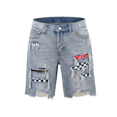 China Viable Hot Sale Men Bandanna Print Casual Destroyed Jeans Shorts for sale