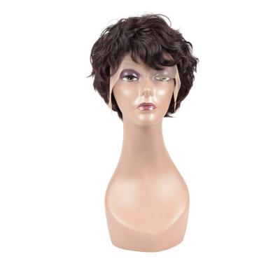 China New Pixie Cut Short Full Lace Hair Style Pixie Wig, Natural Color Good Quality Pixie Curl Human Hair Extension for sale