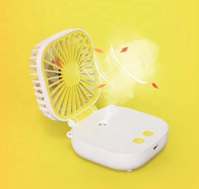 China Fan With Portable Mini Desktop Usb Fan Folding Humidifier Rechargeable Fan Mist Water Spray Humidifier With Night Light for sale