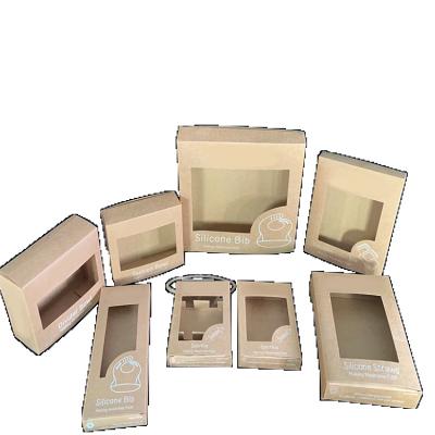 China Sustainable Eco friendly Cosmetic Packaging   Cardboard  Box Kraft-paper Boxes With Clear Window Cut-out for sale