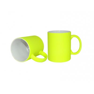 China Viable Cheap Fluorescent Cup 11oz Sublimation Printing Ceramic Cup Drinkware Mug for sale