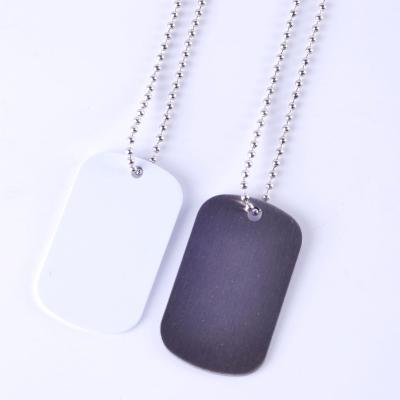 China Worldwide Stainless Steel Dog Tags Blank Silver Pendant Necklace With Chain Heat Press Logo for sale