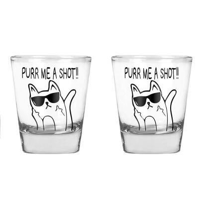 China Cheap Wholesale Viable Clear Cup Custom Sublimation Souvenir 1.5oz Shot Glass Custom Sublimation Shot Glass With Heavy Base for sale