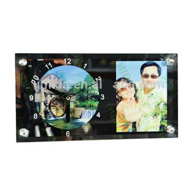 China Home/Office/Gifts/Promotion/Decoration Mida Glass Frame 30CMx16CM For Sublimation With Clock for sale