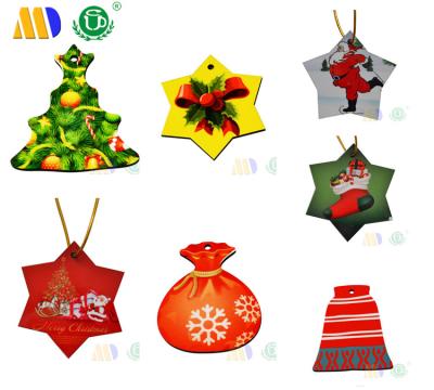 China Sublimation Wood White Chirstmas Decor 5 Pcs Christmas MDF Ornament Christmas Tree Hanging Decoration for sale