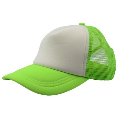 China MIDA JOINT Trendy Panel Hats Fluorescent Green 5 Sublimation Trucker Hat for sale