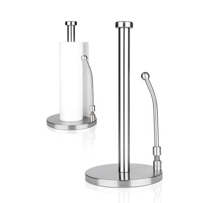 China Modern Standing Stylish Spring Kitchen Tension Arm Paper Towel Roll Holder Design One Hand Tension Arm for sale