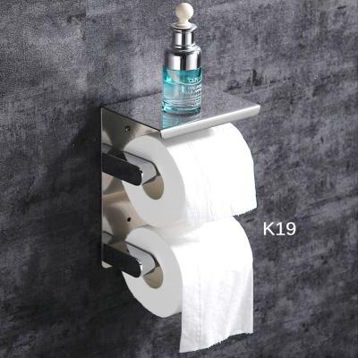 China Modern Stainless Steel Wall Mount Kitchen Roll Rack Holder Bathroom Rectangle Toilet Adhesive Paper Roll Paper Holder for sale