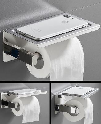 China Modern Stainless Steel Wall Mount Toilet Paper Holder No Screw Towel Kitchen Bathroom Rectangle Roll Paper Towel Holder for sale