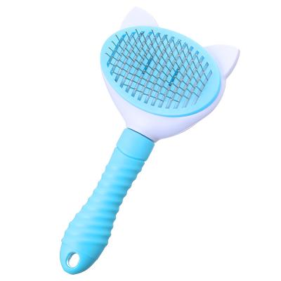 China Universal Sustainable Pet Hair Removal Comb Stainless Steel Automatic Open Knot Brush For Cats And Dogs for sale