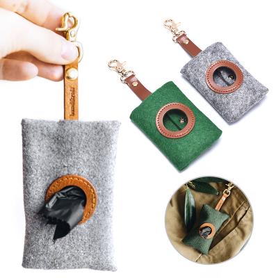 China Sustainable Dog Poop Bag Dispenser With Convenient Hook Cleaning Tool Felt for sale