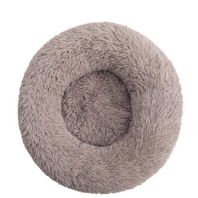 China 90cm Diameter Dropshipping Removable Pet Cushion Stocked Waterproof Pet Cats Bed Fluffy Fur Donut Dog Bed for sale