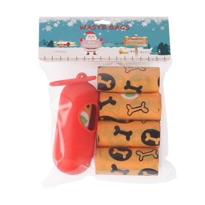 China Sustainable Wholesale Custom Biodegradable Poop Bags And Dispensers With Christmas Patterns for sale