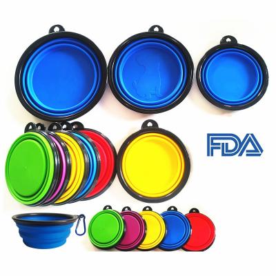 China Viable Collapsible Collapsible Portable Collapsible Silicone Cat Bowl Dog Food Bowl Outdoor Pet Collapsible Can Be Hung for sale