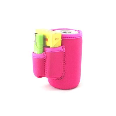 China Waterproof Personalized Neoprene Cooler Box Holder With Pocket For Lighter And Carry Cigarette for sale