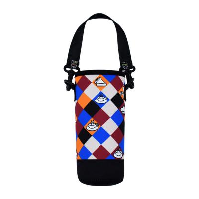 China Sublimation Waterproof Custom Logo Waterproof Kids Water Bottle Cooler With Strap , Neoprene Bottle Sleeve With Strap for sale