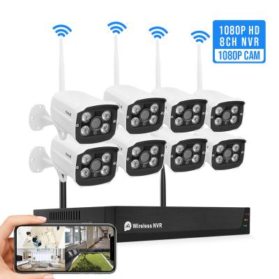 China Most Popular NIGHT VISION Channel H.265 8 2MP Wifi NVR System With High Quality IP Security CCTV Bullet Camera Kit Actions for sale