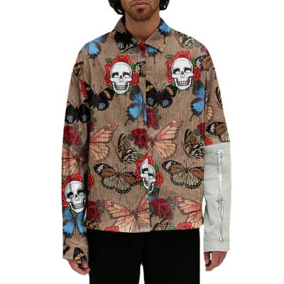 China New European Hawaiian autumn border print men's long-sleeved shirt waist anti-pilling floral cardigan for men for sale