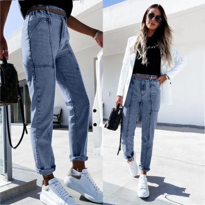 China Wholesale high quality QUICK DRY fashion ladies custom made jeans pants high waist women straight jeans for sale