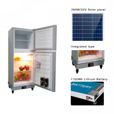 China Wholesale Portable Two Doors Solar LiFePO4 Battery Storage Refrigerator Solar Energy Fridge 12v refrigerator for sale