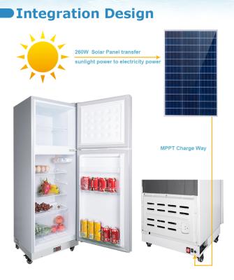 China NEW Solar Fridge Household Low Power Consumption DC 24V Solar Power Top-freezer Refrigerators for sale