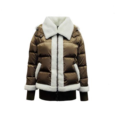 China Waterproof 2023 Autumn Winter New Arrival  Puffer Down  Women Water repellent berber fleece luxury  outdoorJackets hood detachable for sale