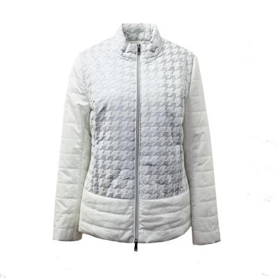 China Waterproof 2023 Outdoor new arrival  women  Autumn and winter houndstooth jacquard quilted padded casual jacket GRS optional for sale