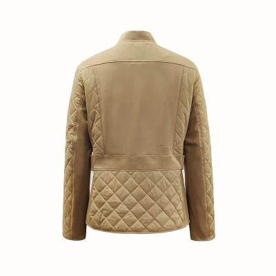 China Breathable 2023 very popular  women Autumn and winter ponte roma quilted padded spliced stand collar casual fashion  jacket for sale